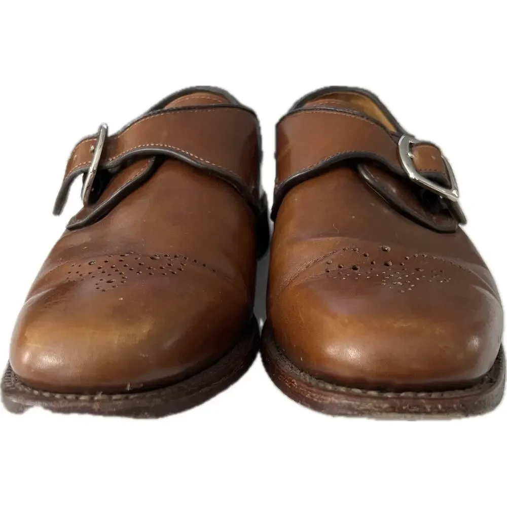 Allen Edmonds Holt Monk Strap Dress Shoes Brown Leather Loafer Size 9 B 2142